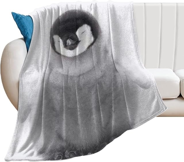 Baby Animal Blanket Sleeping Penguin Baby Lightweight Bedding Super Soft Flannel Throw Blankets for Bed Living Room Couch Sofa for Kids Adults 40"x50"