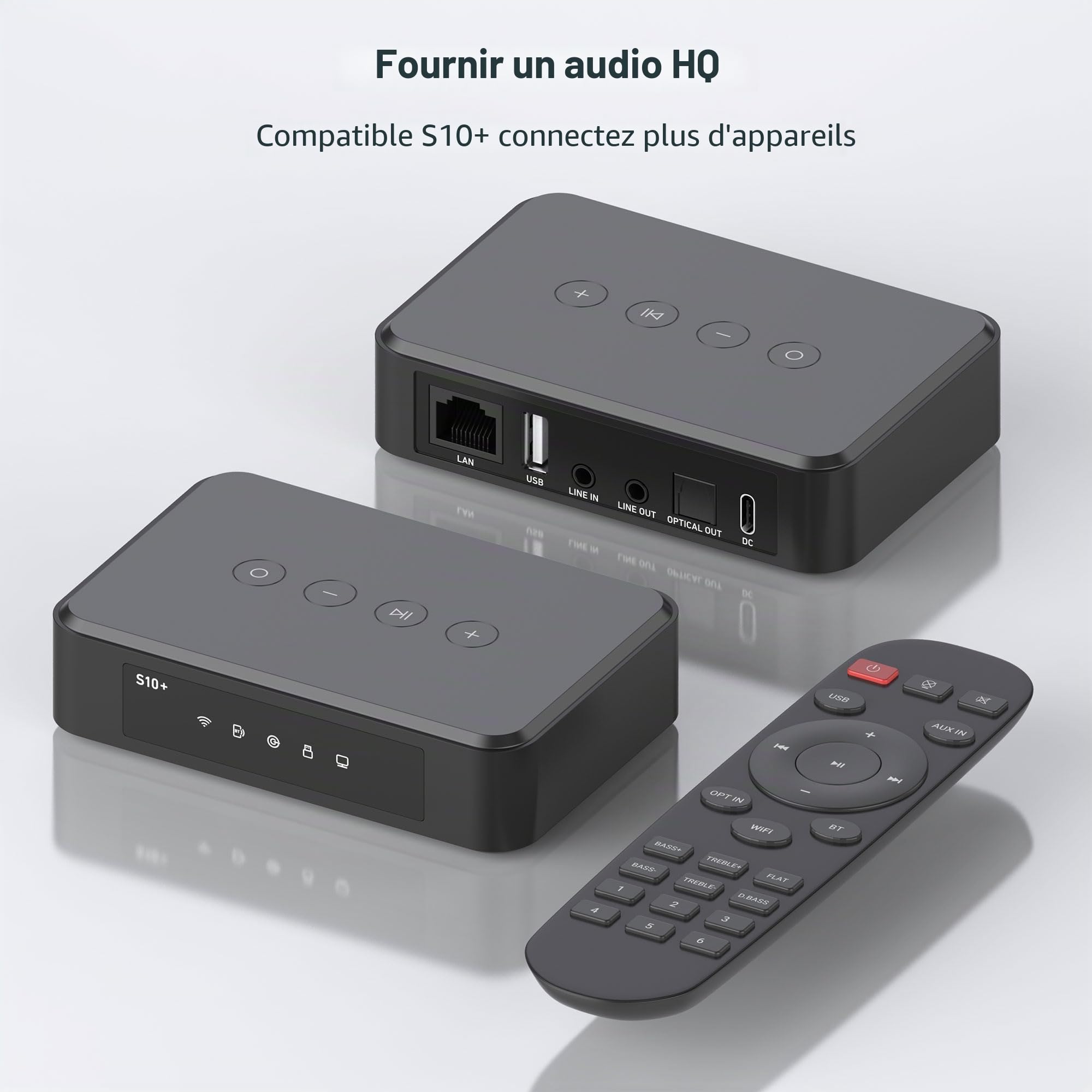 Arylic Récepteur audio S10+ AirPlay stéréo multipièce sortie SPDIF, streaming WiFi et Bluetooth diffusion HD sans perte de Spotify, Amazon Music, Tidal