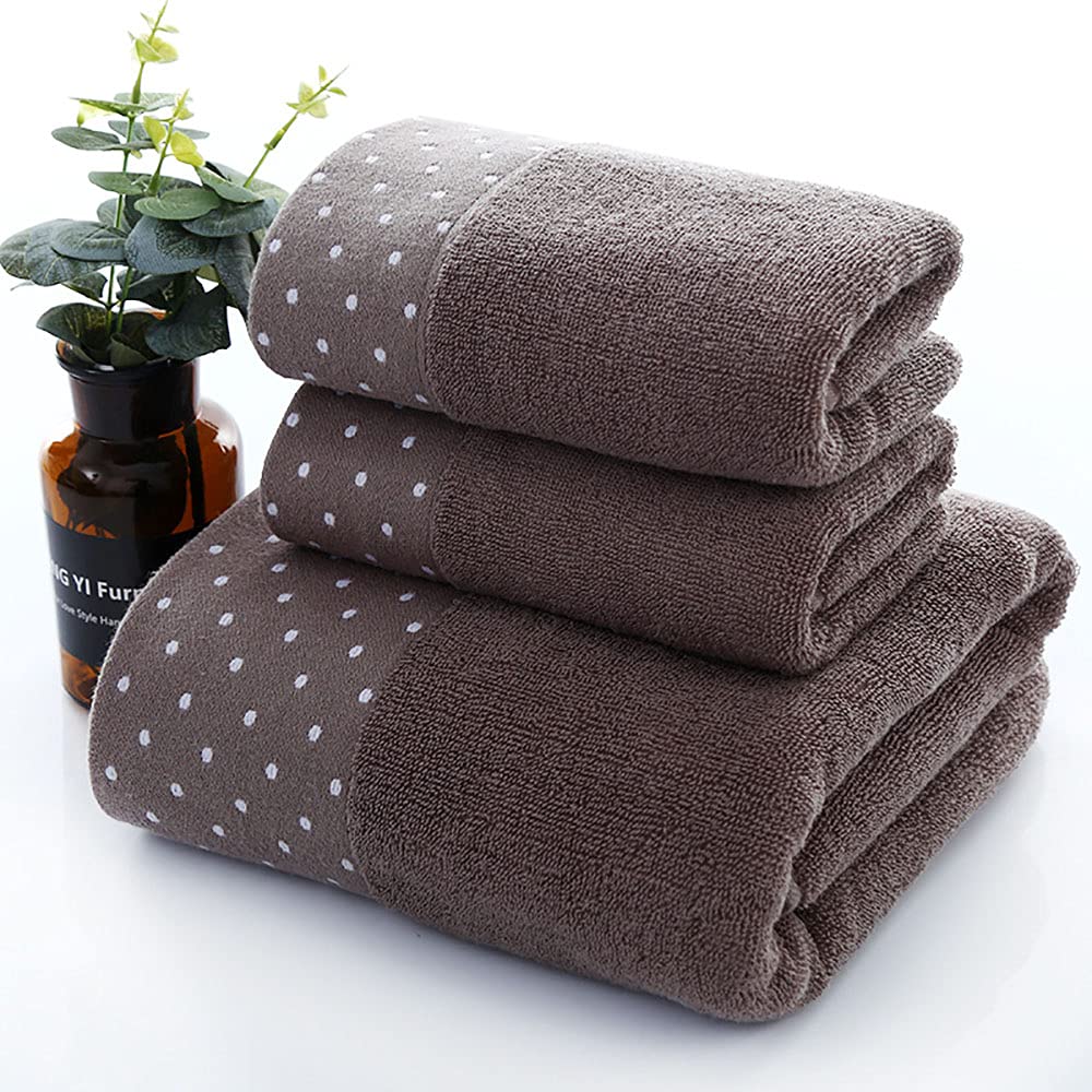 Serviette en coton anti-humidité : kit de 3 serviettes en tissu doux brun à séchage rapide