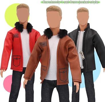 ZTWEDEN 12 Inch Boy Doll Clothes with Leather Jackets Suit Shirts Sweatshirts Shorts Pants T-Shirts for Girls and Boys Xmas Gift (Randomly 6 Sets, 12 Pieces )
