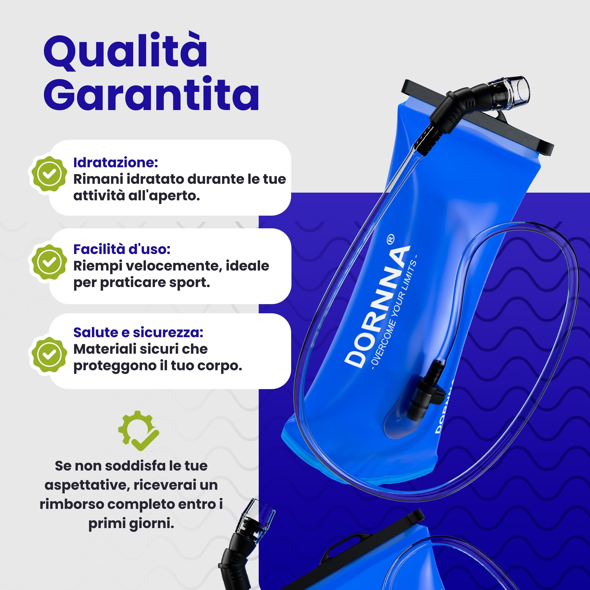 Sacca Idrica, Borsa per idratazione senza BPA con Tubo Coibenanto, borsa per acqua portatile per zaino idratazione, vescica di idratazione resistente per trail, ciclismo, campeggio, camelbak
