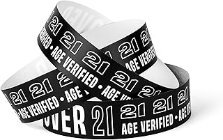 Sutter Signs 21+ Wristbands for Events 500 ct | Over 21 Age Verified Wristbands for Venue, Concerts, Night Club | Black & White Waterproof Vinyl Wrist Bands for Parties