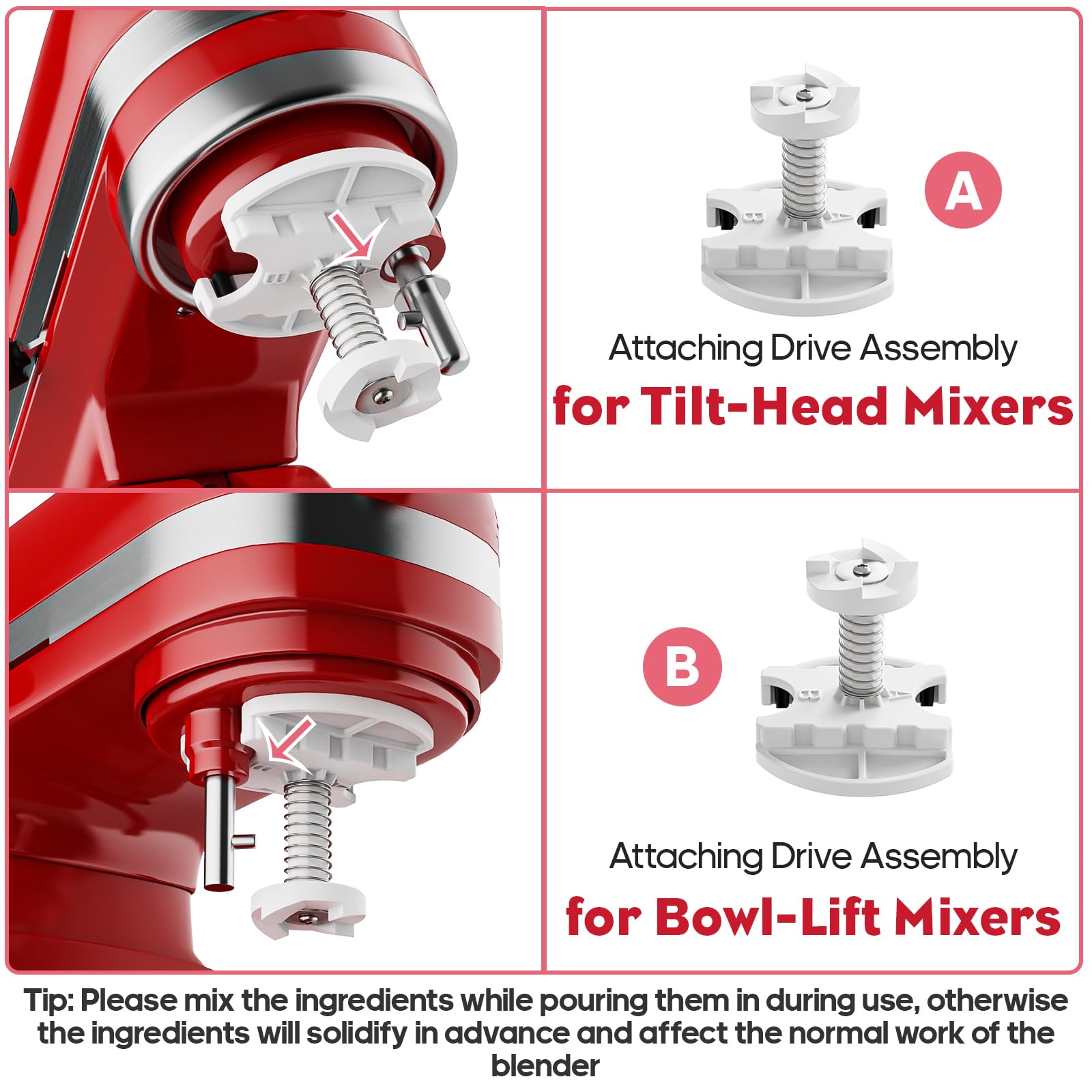 TPGSING Ice shaver machine accessoires voor KitchenAid blender, eenvoudig te monteren, ijsscheerapparaat met 8 ijsvormen, slushy maker voor KitchenAid accessoires met verwisselbare grove en fijne