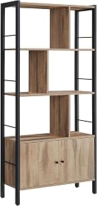VASAGLE Estante de Livros com Portas, 4 Prateleiras, Estrutura de Aço | Prateleira de Armazenamento Grande, Estável, Estilo M