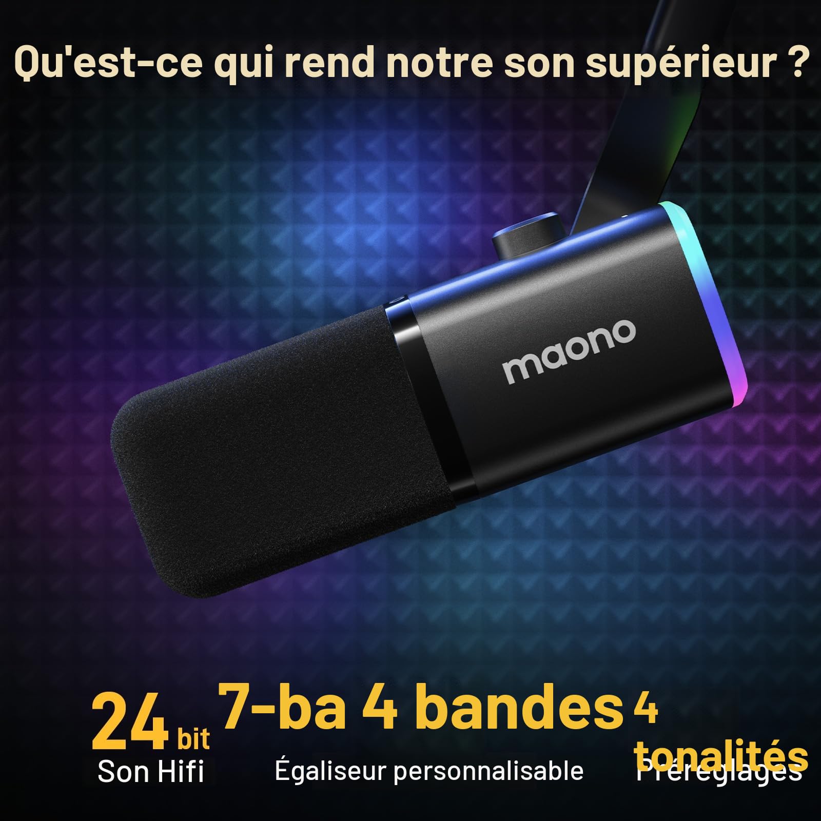 MAONO XLR-USB Micro Gaming, Dynamiques Micro avec Bras, Logiciel, Microphone PC pour Gamer, Podcast, PS4-PS5, Doublage Voix, Enregistrement Création de Contenu (PD100XS Noir)