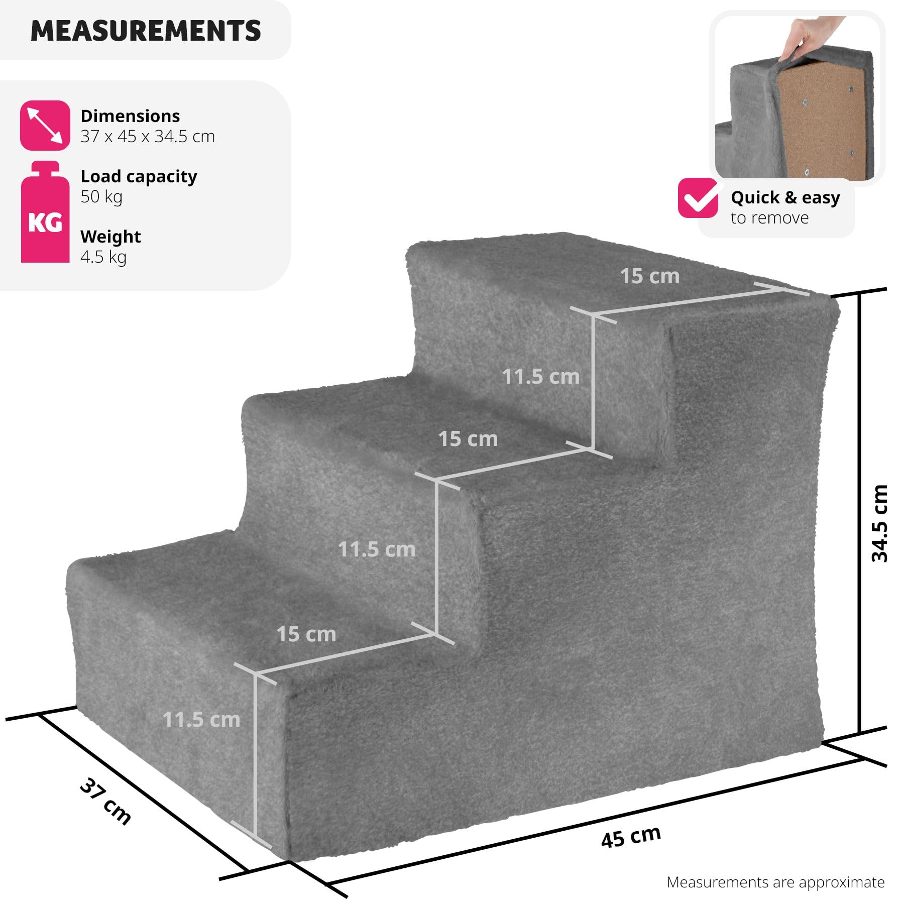 Tweedekans | tectake® huisdiertrap, instaphulp met wasbare