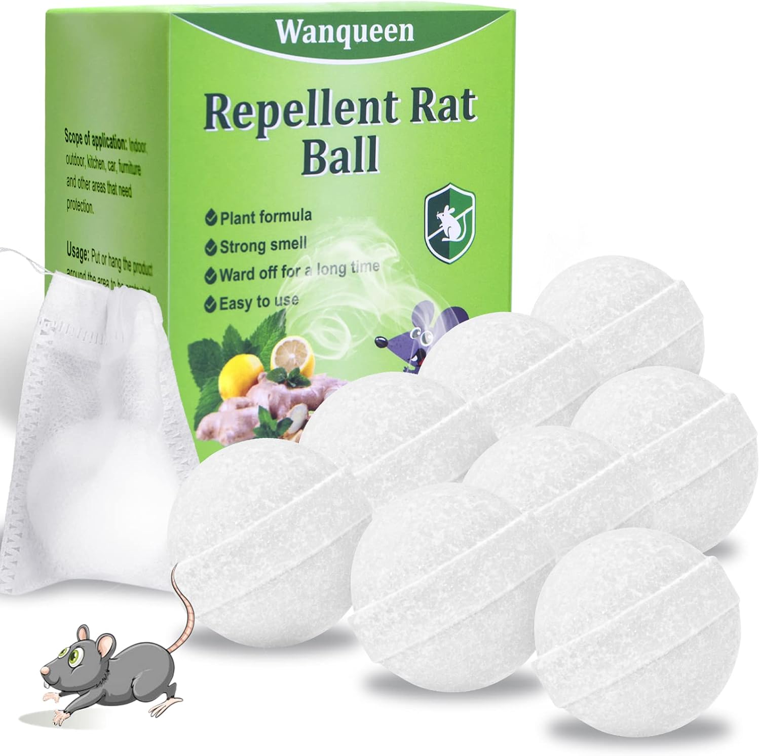 Wanqueen 8 Pack Mouse Repellent Mice Repellent, Peppermint Oil to Repel Mice and Rats, Rat Rodent Repellent Pest Insect Control