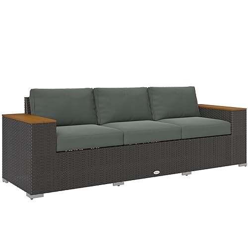 Outsunny 3-Seat Outdoor Patio Sofa with 24.5" Extra Wide Deep