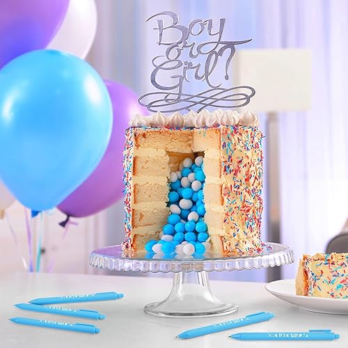 Miniatura 6 de ADXCO 60 bolígrafos de baby shower con texto en inglés "It's a Boy" de 0.039 in con tinta negra, bolígrafos retráctiles de escritura para invitados,