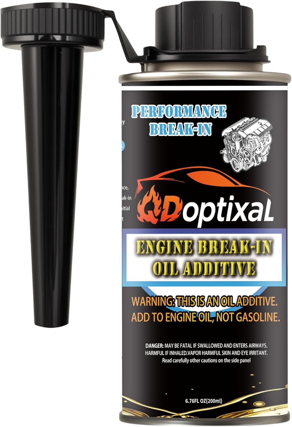 QDoptixal Engine Break-In Oil Additive, 7 oz High Zinc ZDDP Formula for Flat Tappet Camshafts, Provides Added Cam and Valvetrain Protection for New, Rebuilt and Classic Engines
