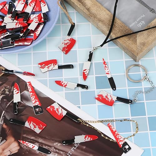 Miniatura 3 de 32 dijes de cuchillos falsos, colgante de Halloween, mini cuchillos acrílicos, cuentas para mujeres, manualidades, manualidades, dijes de Halloween