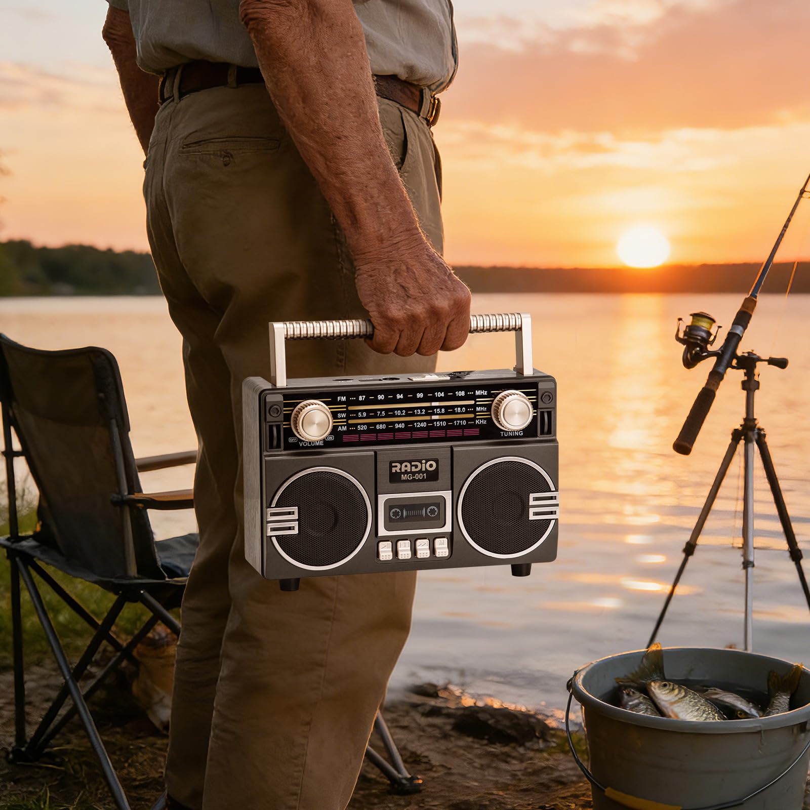 Tendak Radio Rétro AM/FM/SW, radio nostalgique avec batterie de 1200 mAh, radio de voyage avec Bluetooth 6.0, radio de cuisine compatible avec fonction USB/TF/AUX, grand haut-parleur de 5 W