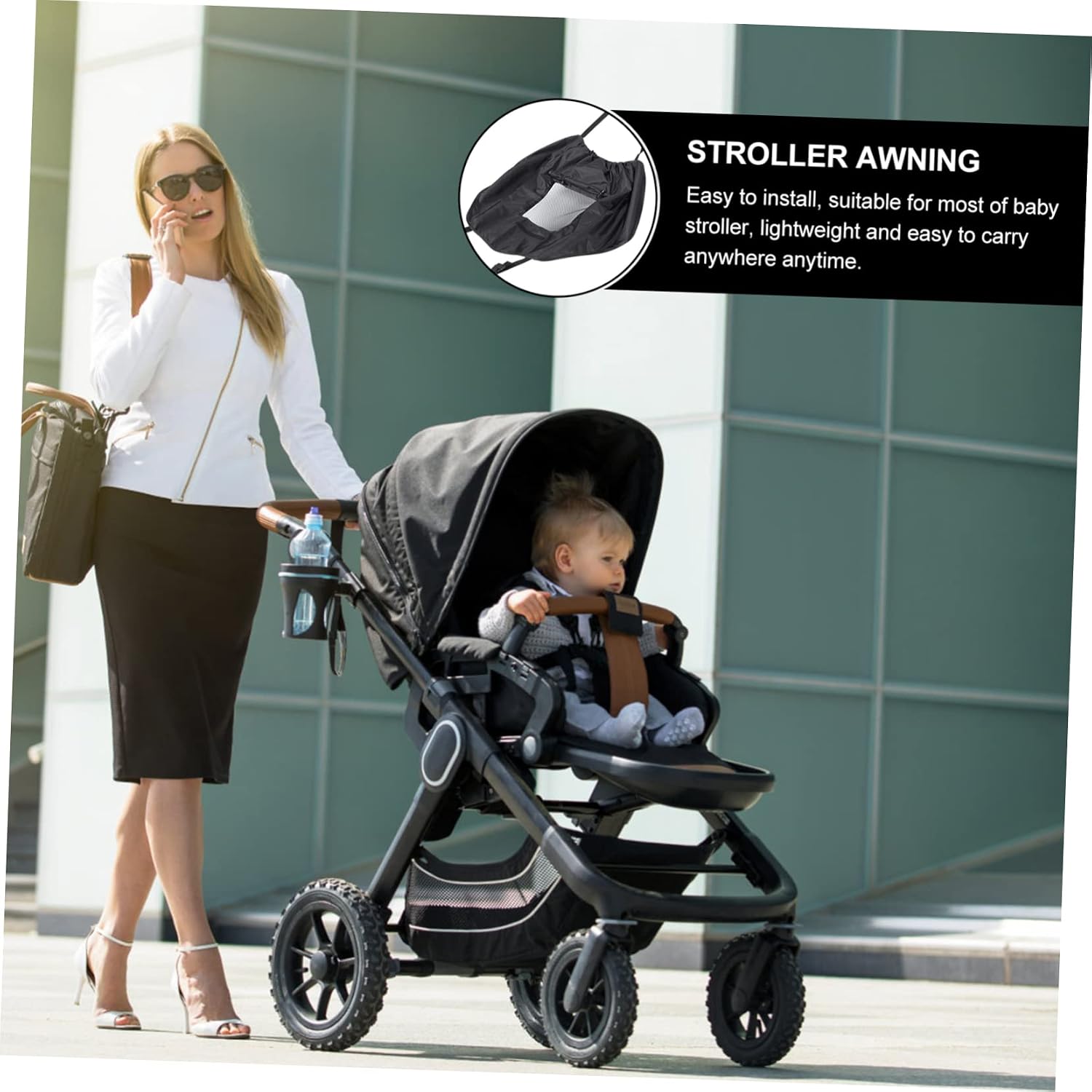 Baby Stroller Sun Shade Cover UV Protection Waterproof Canopy for Babies Outdoor Use Adjustable Brackets Universal Fit