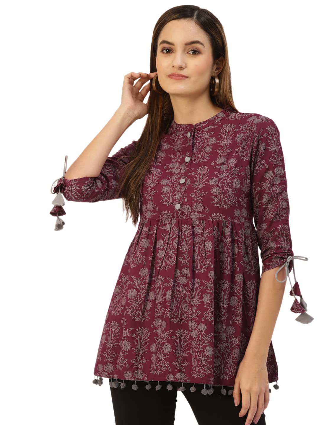 hisham Women's Rayon Floral Print Top | Stylish and Comfortable for Women Tops for Women | Tops for Women Stylish | Top for Girls | Western Tops for Women Wine-picture-31