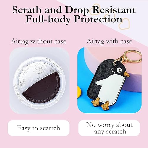 Miniatura 67 de Funda de cuero para llavero para Apple Airtag, funda protectora de AirTag con anillo para llavero, funda antiarañazos para llaves