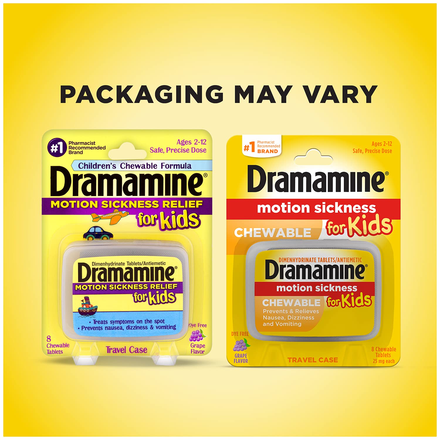 Buy Dramamine Motion Sickness for Kids, Chewable, Dye Free, Grape