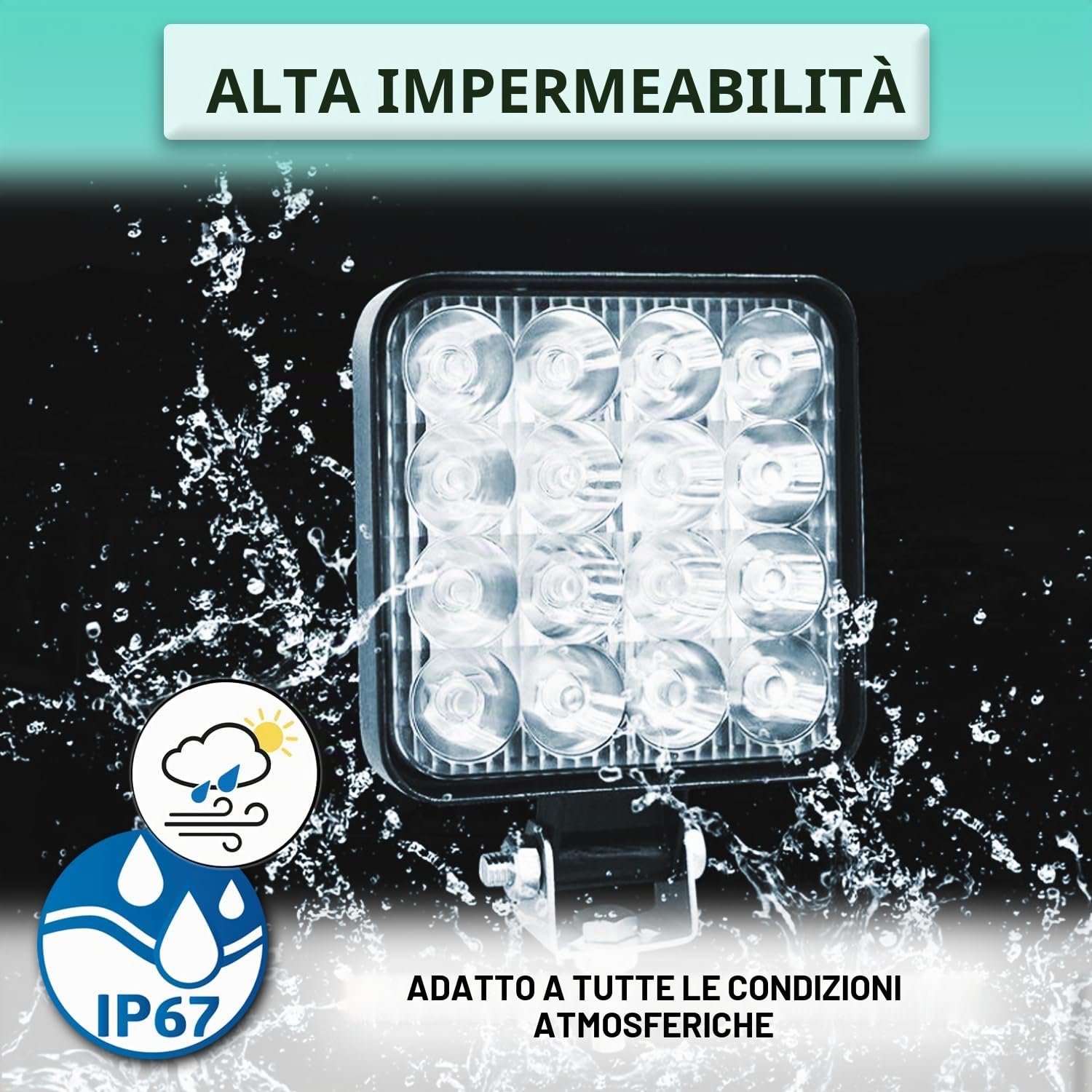 Fari led trattore 12V 4.21" 10.5 cm IP67 48W 16 led 6500K 2 pezzi alluminio ABS faro led 12v fari led auto faretti led auto faro da lavoro led