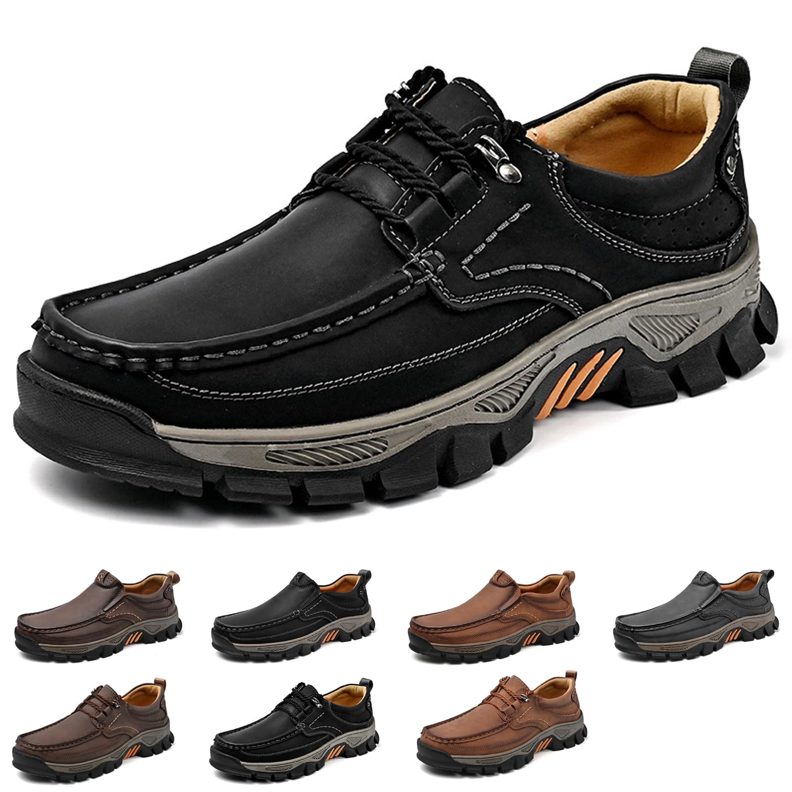 Herren Casual Leder Lokassins Slip-On Sneakers Wanderschuhe Orthopädische Schuhe Outdoor rutschfeste Sportschuhe