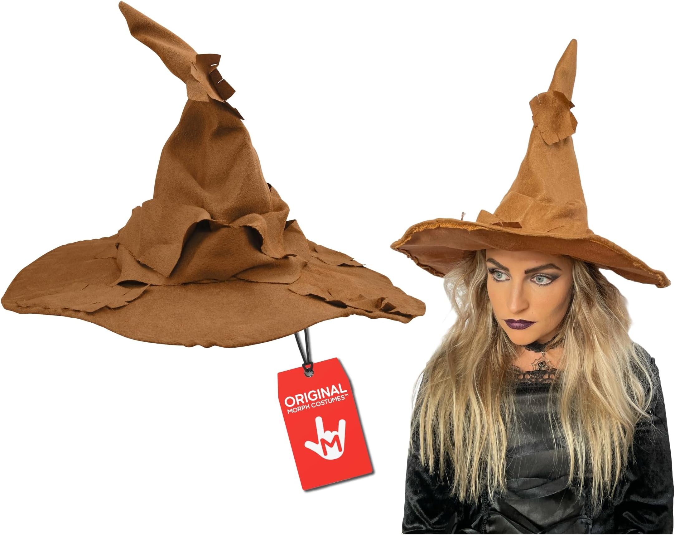 Morph Adult Tattered Scarecrow Witch Hat Distressed Wizard Costume Hat Sorcerer Costume Accessories