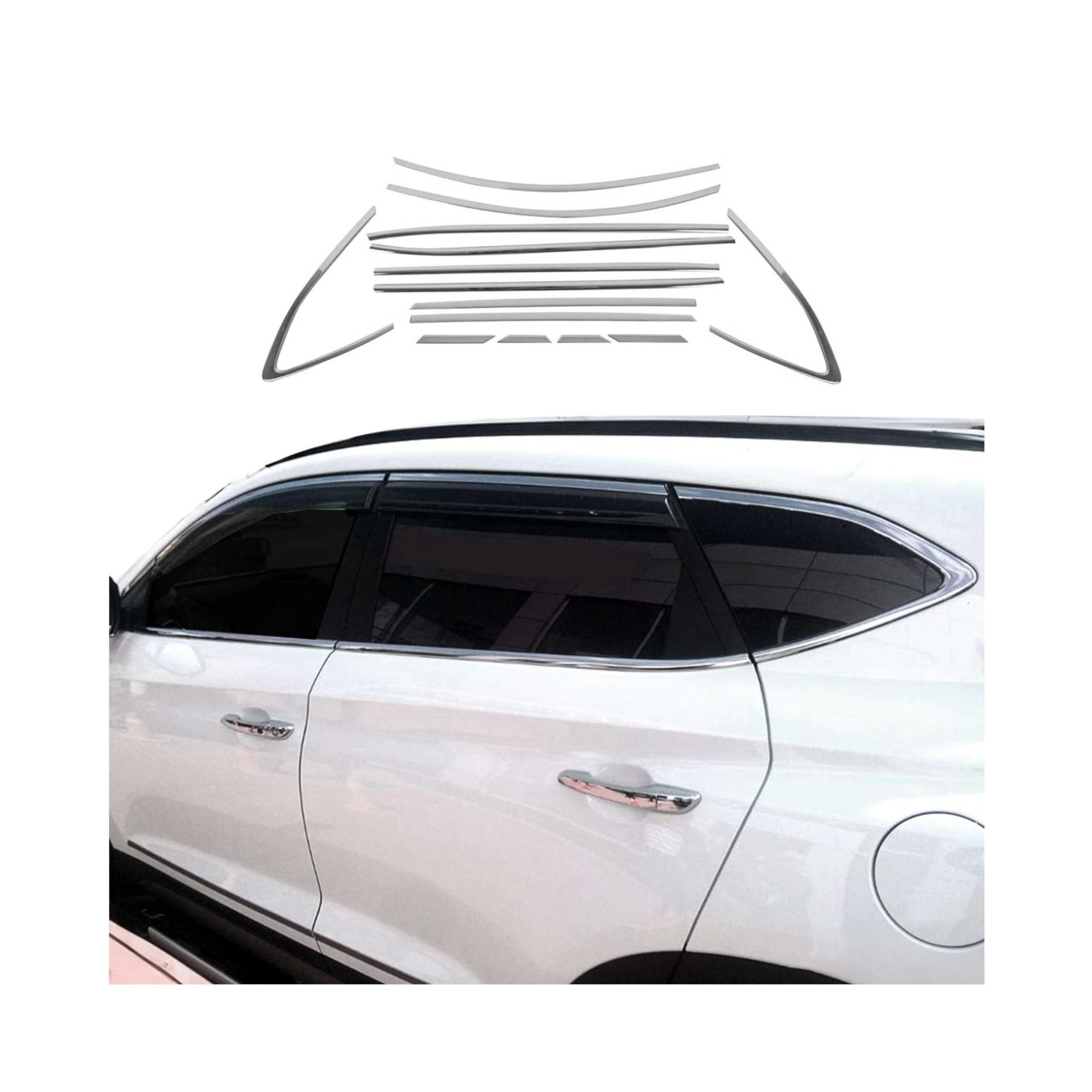 Embellecedores Ventanas Embellecedores Compatible con Hyundai Tucson 2015-2021 Acero INOX Cromado 14tlg