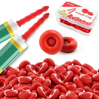 ParkSung Caulk Saver Caps with Storage Box, 50PCS, Red | Latex Sealing Caps for Caulk Tubes, Reusable Cover Sealer, Preserve Open Tubes, Caulking Tips Accessories