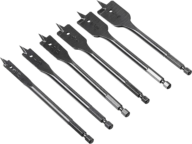Amazon Brand Denali 6-Piece Spade Bit Set, 10 mm to 25 mm