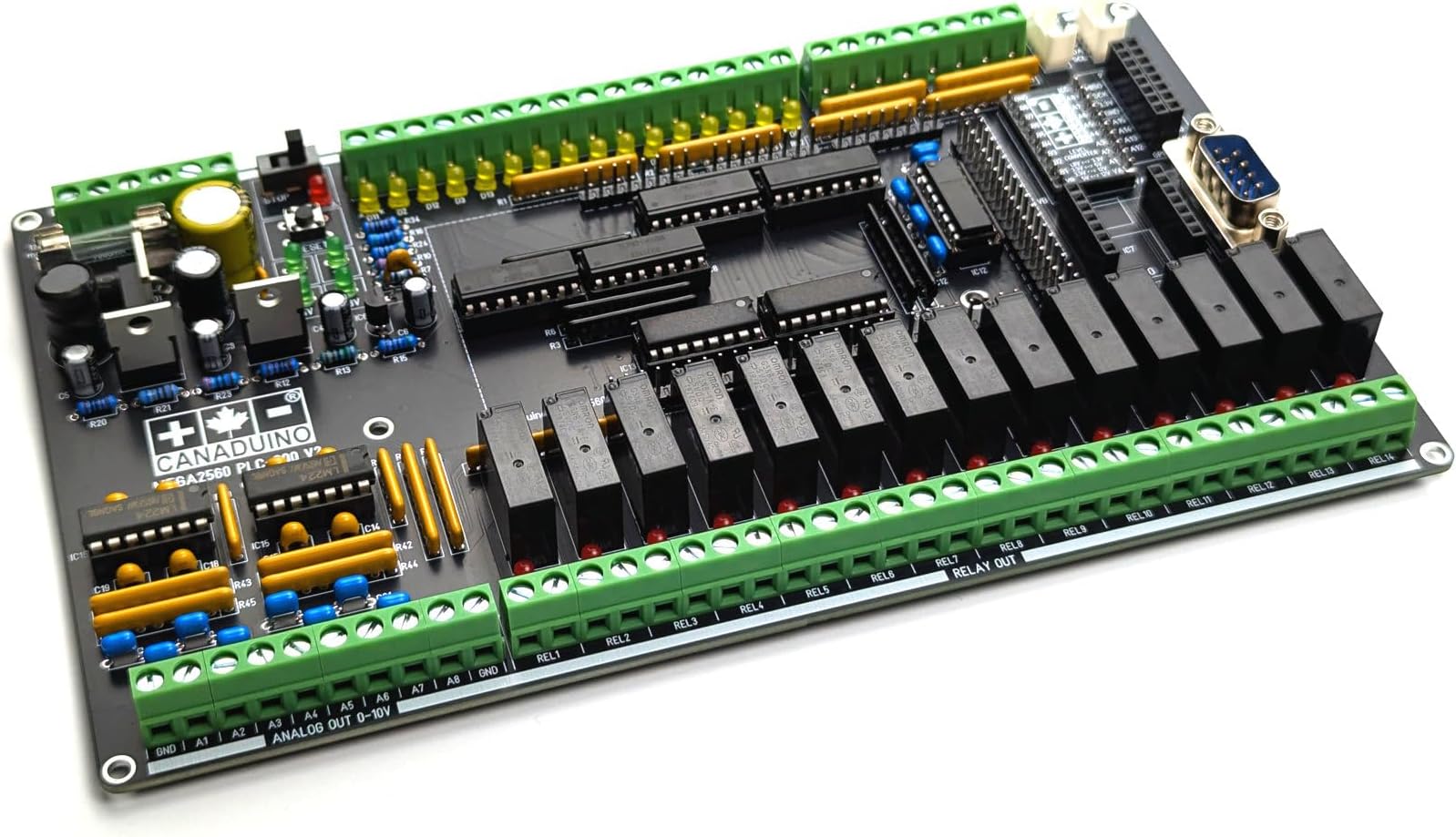 CANADUINO® MEGA2560 PLC-300 V2 DIY Soldering Kit for Arduino MEGA 2560 - Made in Canada (USMCA Complaint = no tariffs for US customers)