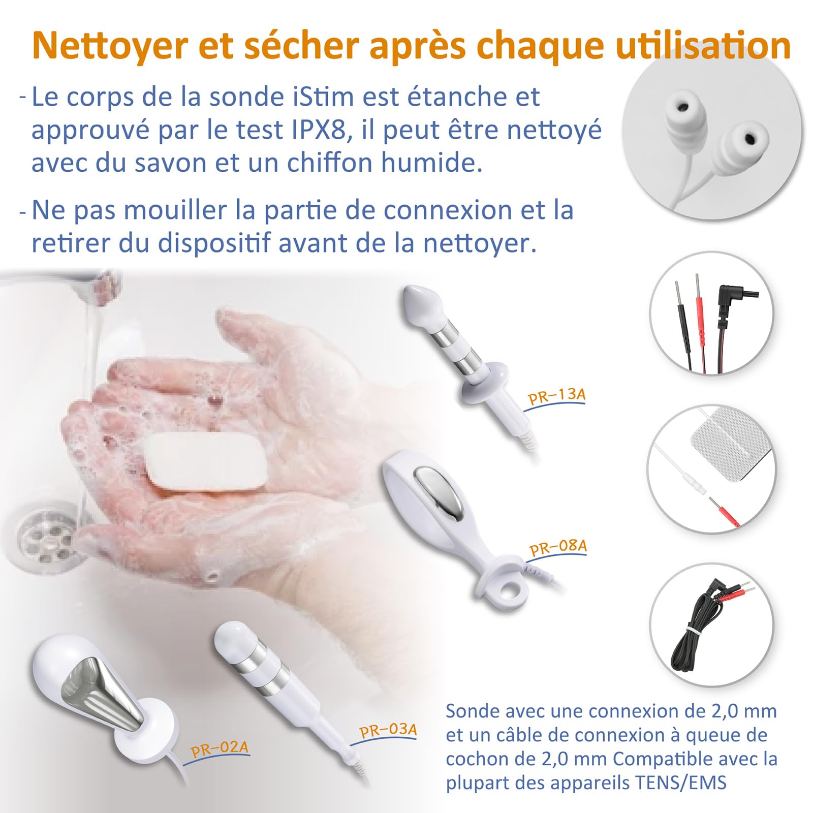 iStim Sonde PR-13 Médicale Anale pour Exercices Kegel – Stimulation Plancher Pelvien & Renforcement Sphincter Anal, Aide Incontinence + Prolapsus – Accessoire TENS/EMS Électrostimulateur Musculaire