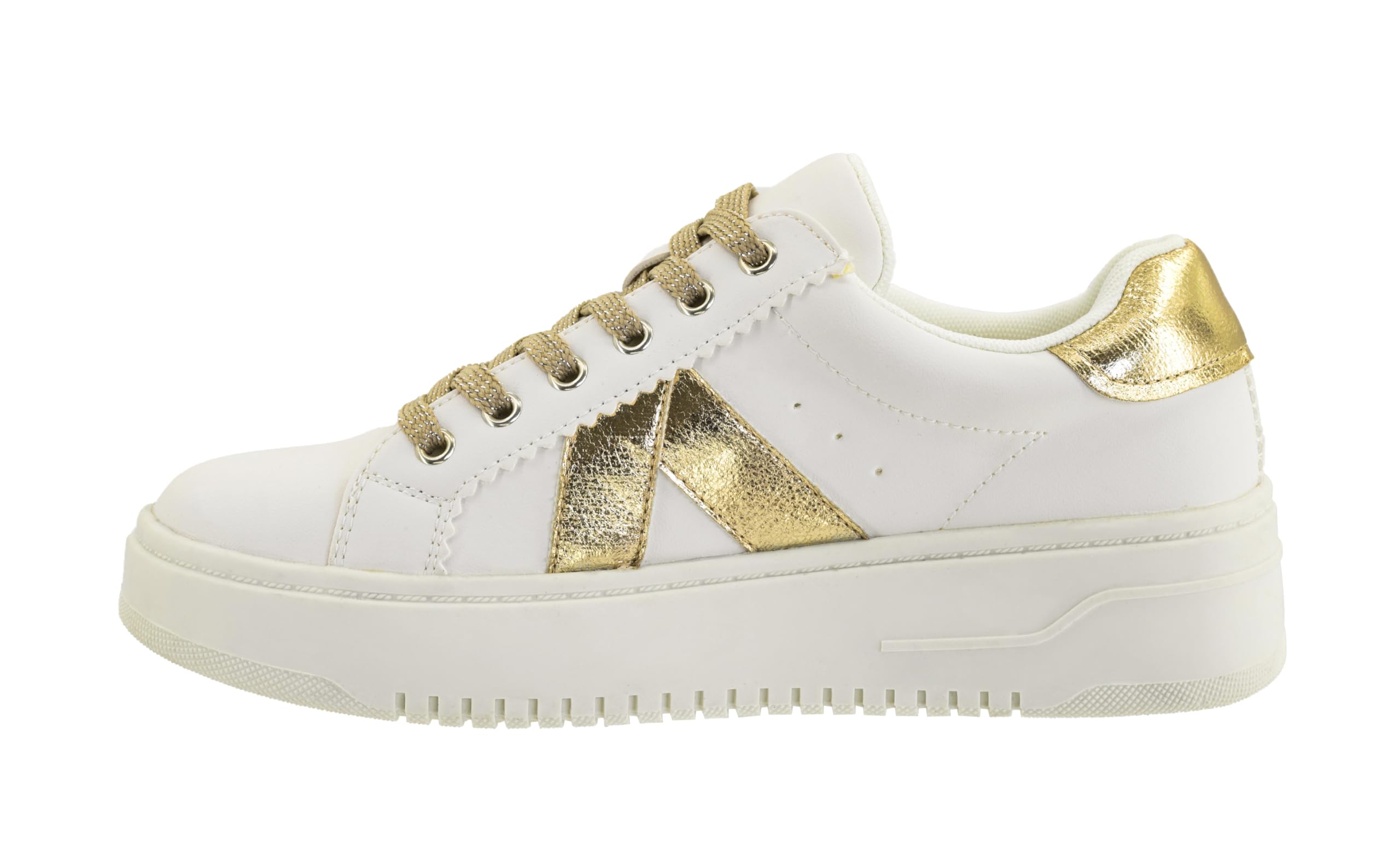 Corkys Footwear Hey Girl Tailgate Sneakers - A Trendy Lace-Up Sneaker with A V Stripe On The Side, Scalloped Eyelets, and Cushioned Lift for Chic