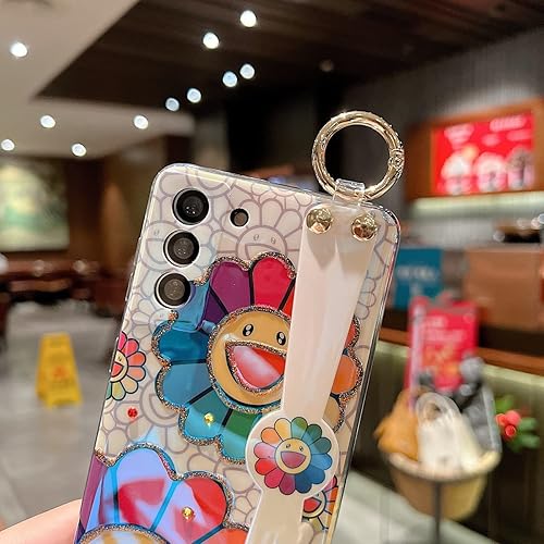 Miniatura 5 de for Samsung Galaxy S21 Plus Case Cute with Wrist Strap Kickstand S21+ Case 5G Glitter Bling Cartoon IMD Soft TPU Shockproof Protective Phone Cases