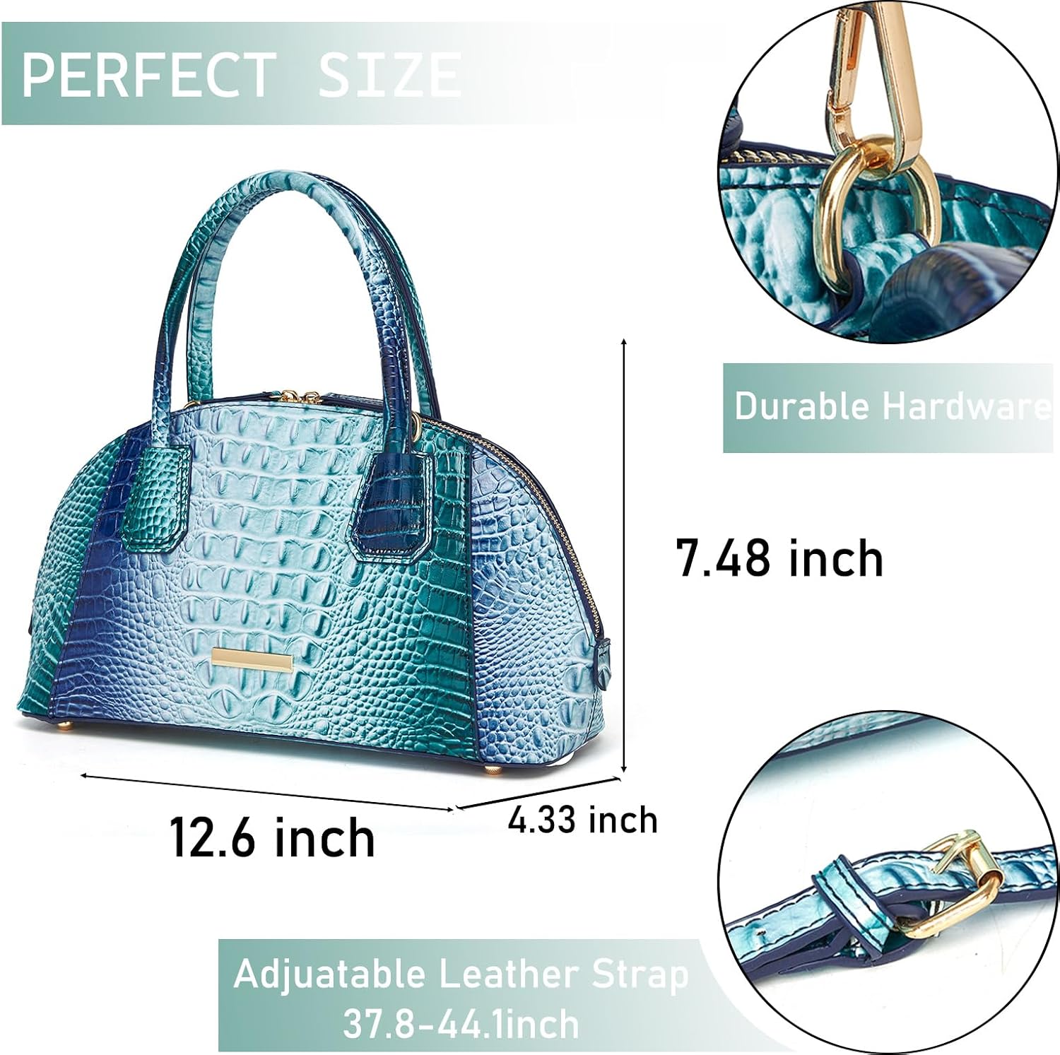 Crocodile Top-Handle Purse for Women,Trendy Vegan Leather Crossbody Bag, Large-Capacity Shoulder Tote for Daily Use