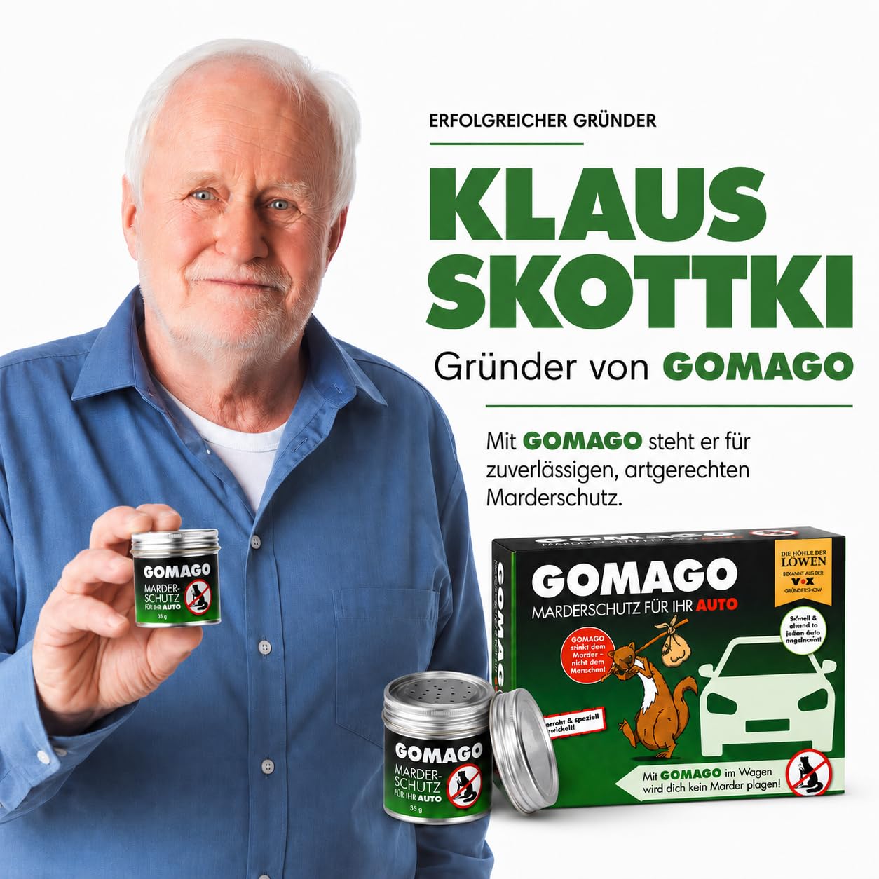 GOMAGO Marderschutz Auto Vorteils-/Doppelpack | Duftstoffbasierte Marderabwehr für den Motorraum | Starke Alternative zu Marderschreck, Marderspray & Ultraschall | ca. 6 Monate wirksam