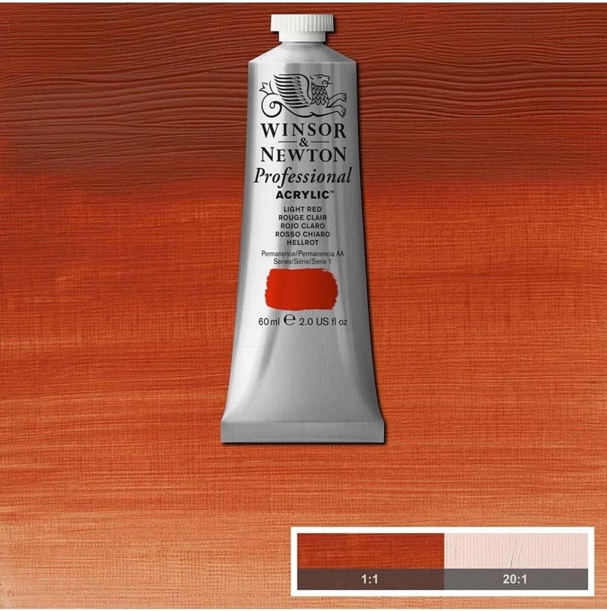 Winsor & Newton Professional Acrylic Paint, 60ml (2-oz) Tube, Light Red