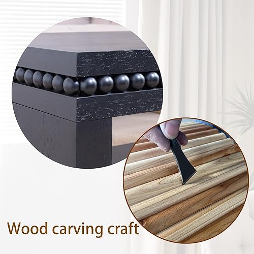 Miniatura 74 de SSLine Mesa de centro rectangular de madera antigua de 45.2 pulgadas para sala de estar, mesas auxiliares de almacenamiento de 2 niveles con patas