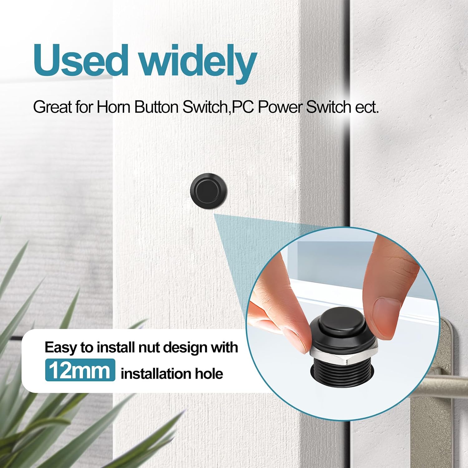 12mm Latching Push Button Switch - Raised Head, Normally Open ON - Off, with Pre - soldered Cable, Aluminium Alloy Shell, for 12V/24V/36V/110V, Waterproof IP66, Without LED (10PCS)