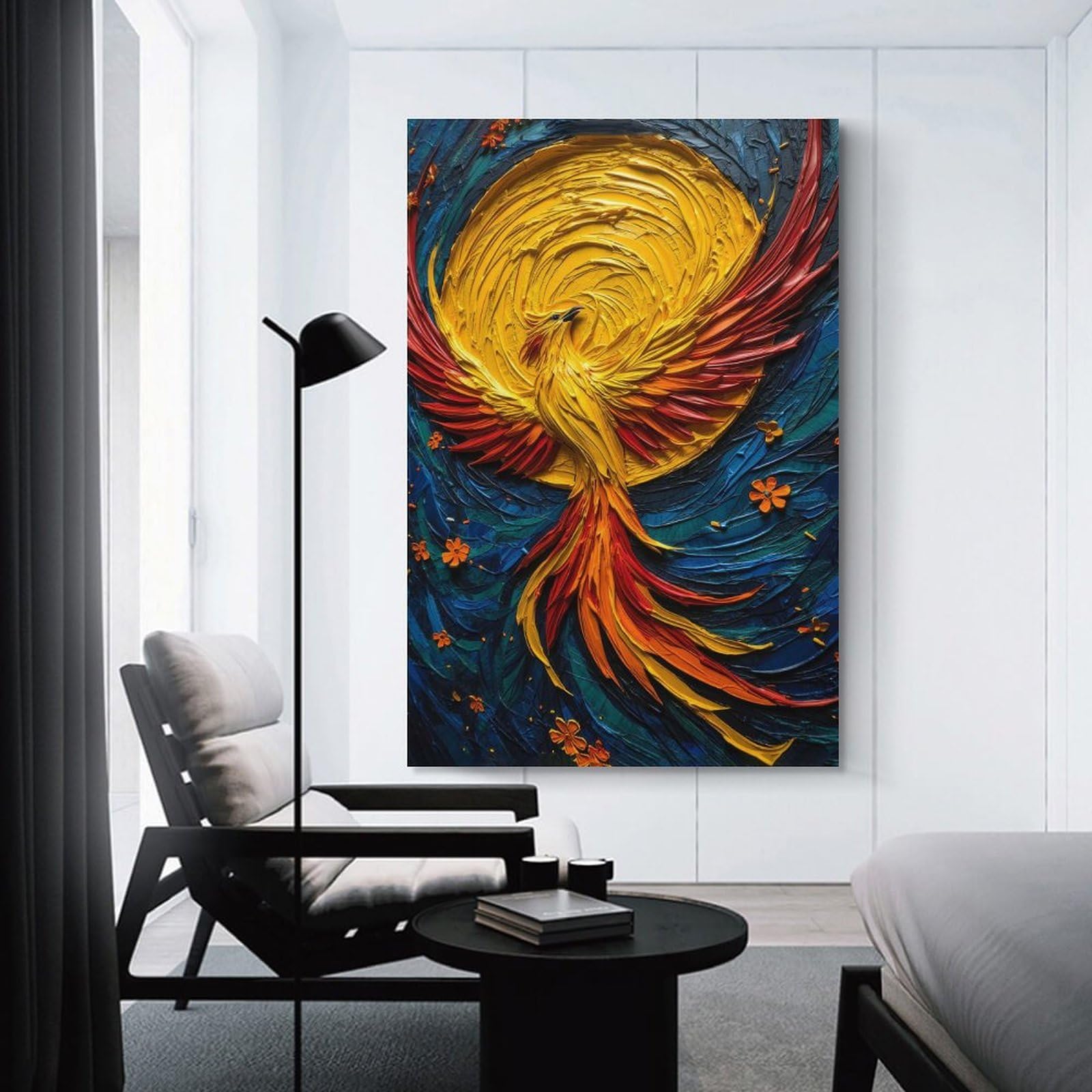 Junmoney Unframe-Style-12 Phoenix Rising Oil Painting Poster, Picture, Metal Print, Paint By Sarah Larry Canvas Wall Decor, 08X12inch(20X30cm), For Flats, Guest Rooms Or Compact Rooms, Decorative Canvas Decor For Home Updates