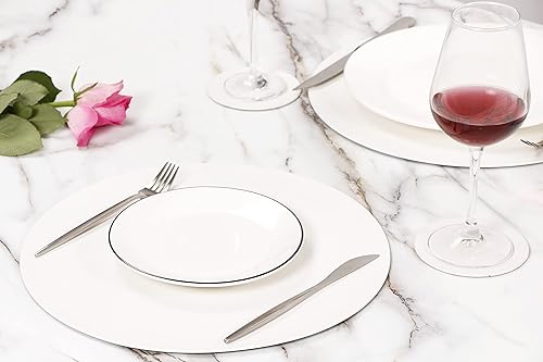 Miniatura 5 de Jovono - Juego de manteles individuales y portavasos redondos 4 manteles y 4 portavasos de piel sintética de doble costura diámetro de mantel de 13