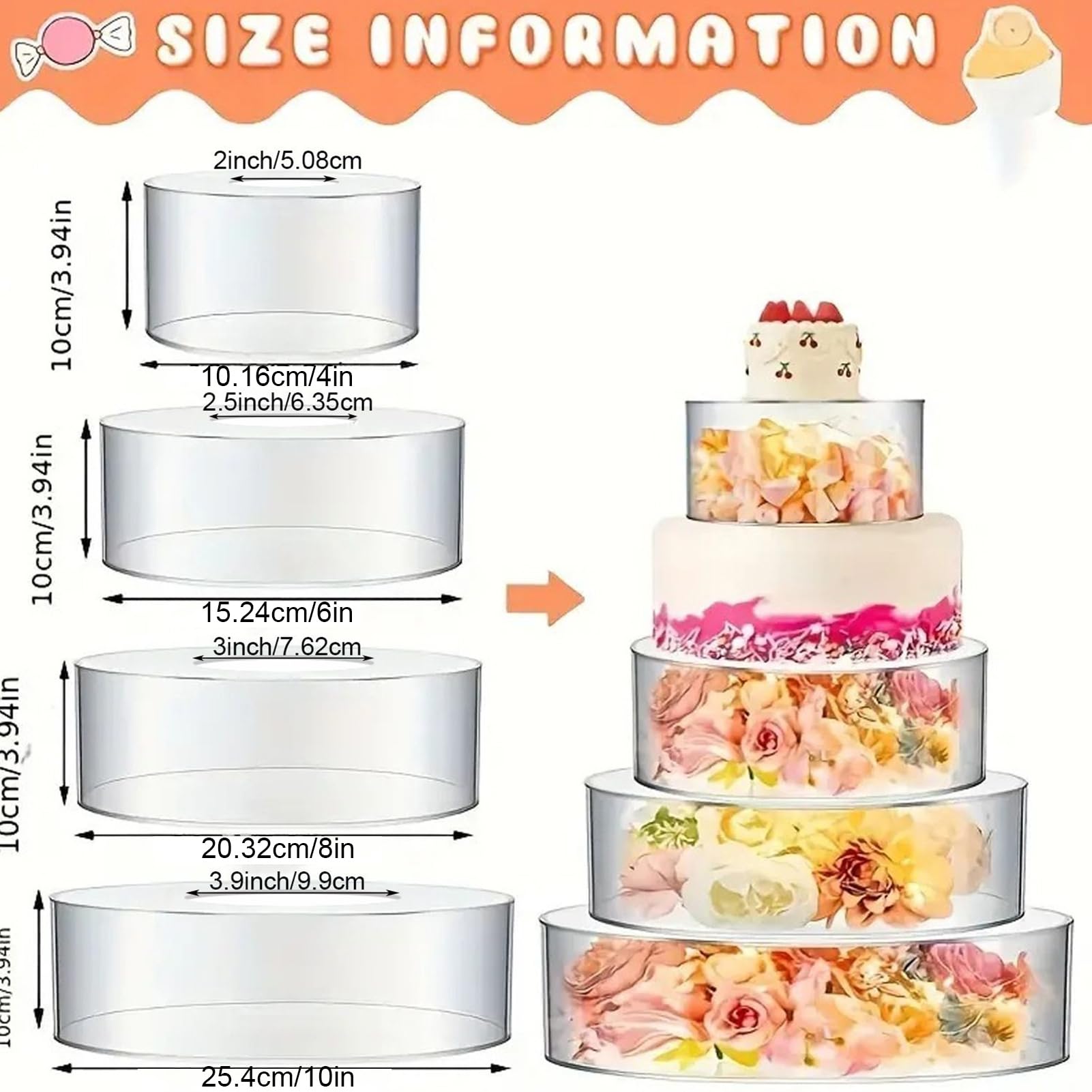 Espositore per torte, a 4 livelli, riempibile, impilabile, per presentazione di dessert, per matrimoni, compleanni, Natale, feste, vacanze, buffet, casa, ufficio, cibo, biscotti, pasticceria