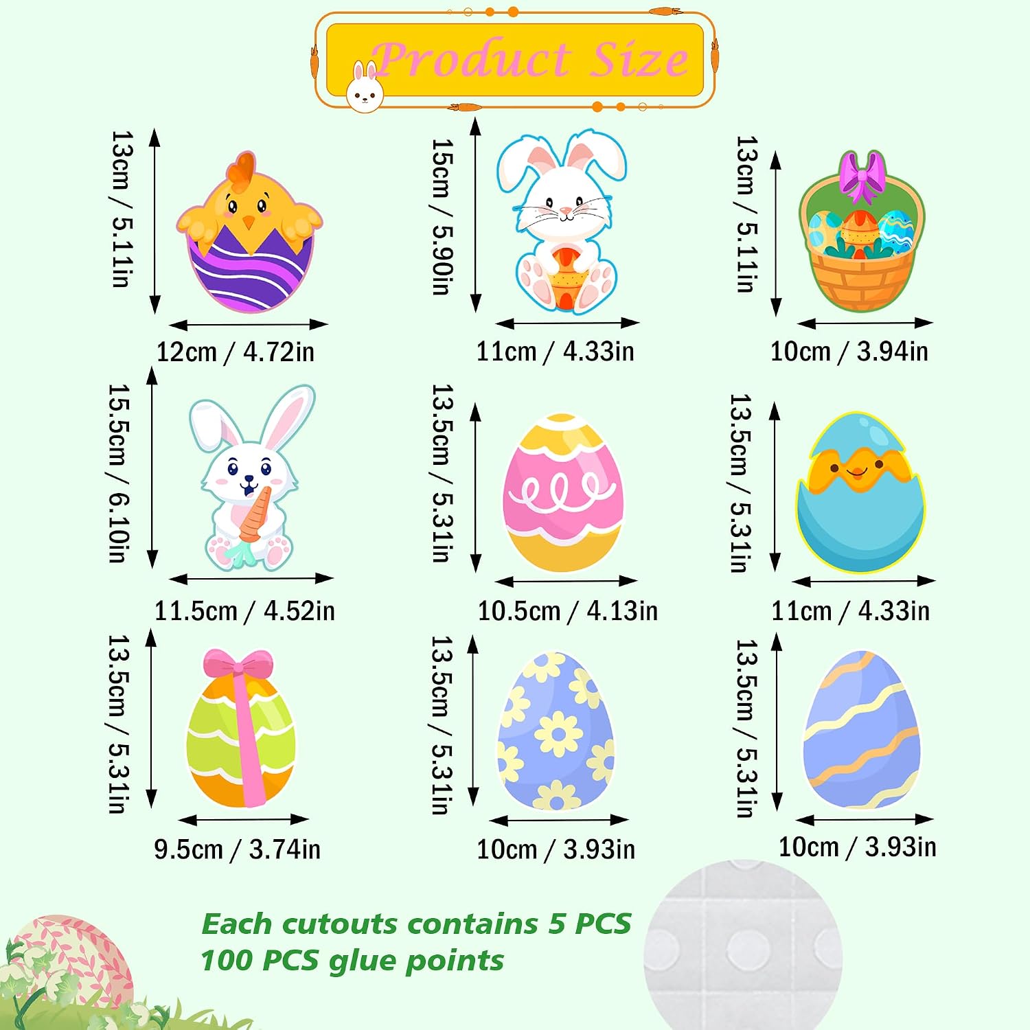 45 PCS Easter Cutouts for Bulletin Board Decorations, Easter Egg Bunny Chick Paper Cutouts for Holiday Springtime Party Home Office School Classroom Wall Bulletin Board Decorations image 2