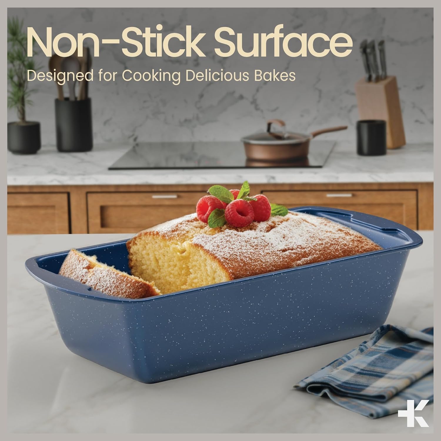 Nonstick Loaf Pan Set Pack of 2, 10.2" & 11" Large Baking Bread Pan, Oven Safe Up to 450°F, PFOA, PFOS, PTFE Free, Space Saving Stackable Design, Stain Resistant, Dishwasher Friendly, Blue Marble - Image 6