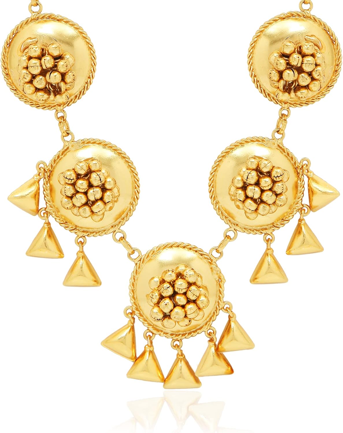 I Jewels 18k Gold Plated Indian Wedding Bollywood Antique Long Necklace Jewellery Set with Earrings for Women (MC089FL)