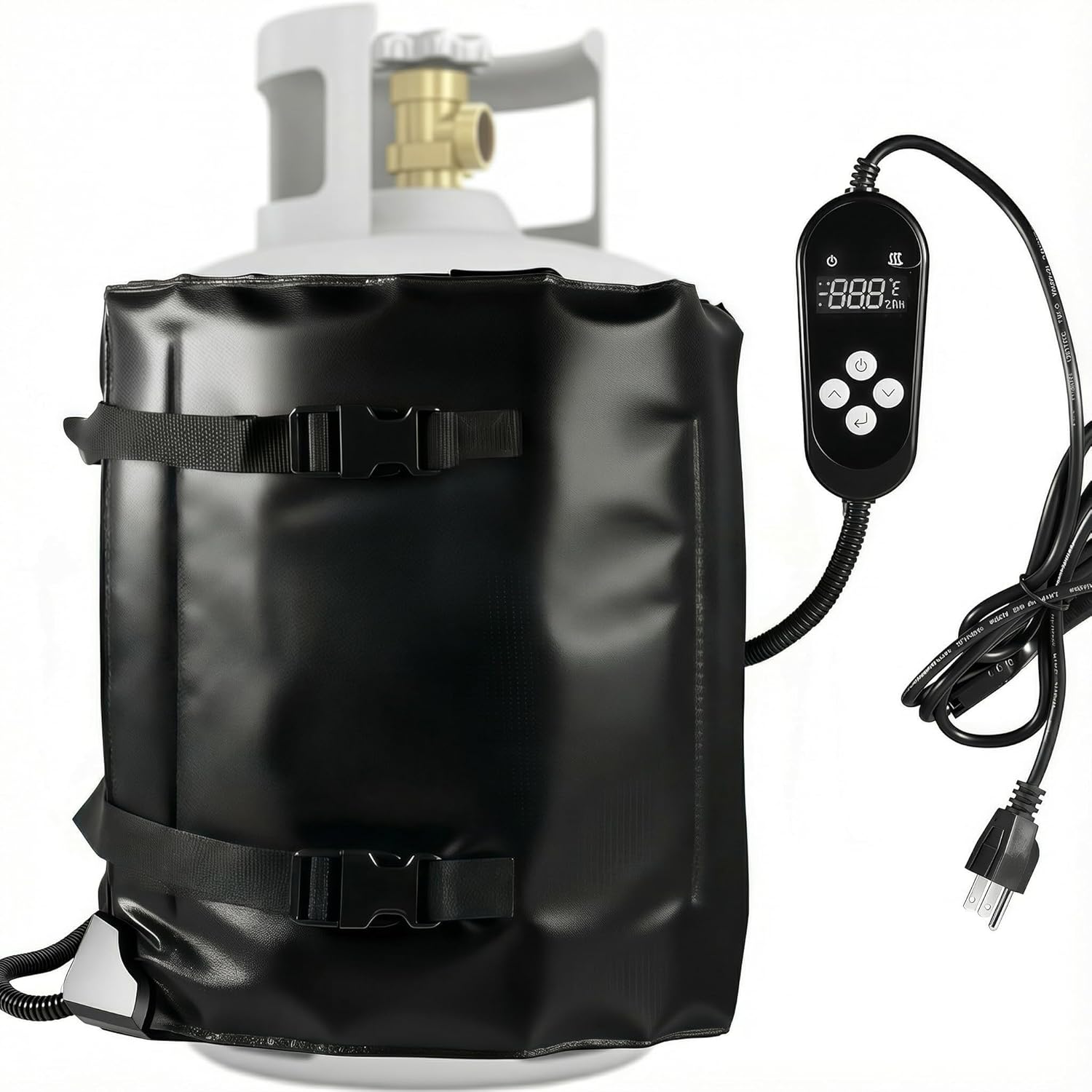 Propane Tank Heater Blanket, Gas LP Cylinder Tank Blanket Warmer, Tank Heated Blanket Cover with Thermostat Controller and Timer Function, 95-122°F Adjustable, for 20, 30, 40 LB Tanks