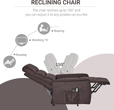 HOMCOM Power Lift Chair with Vibration Massage Recliner for Elderly Brown