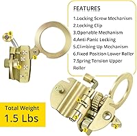 Vista 2 de TRSMIMA Cuerda Grab Protección contra Caídas – Agarres de cuerda de doble bloqueo automático utilizados con cuerda de 5/8 pulgadas característica