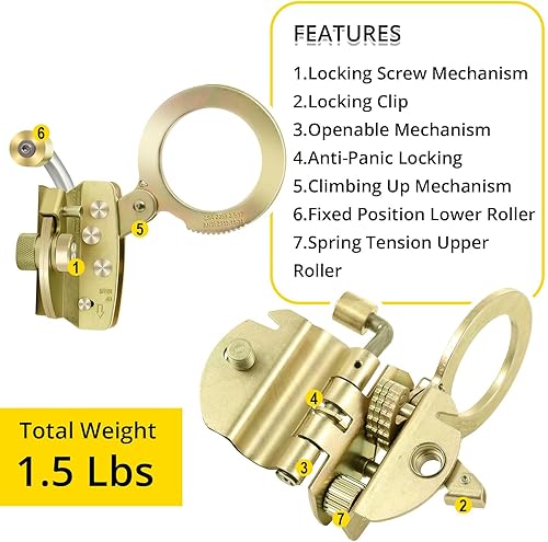 Miniatura 2 de TRSMIMA Cuerda Grab Protección contra Caídas – Agarres de cuerda de doble bloqueo automático utilizados con cuerda de 5/8 pulgadas característica