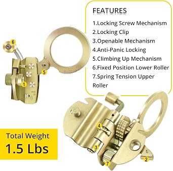 TRSMIMA Rope Grab Fall Protection - Auto Trail Double Lock Rope Grab 5/8