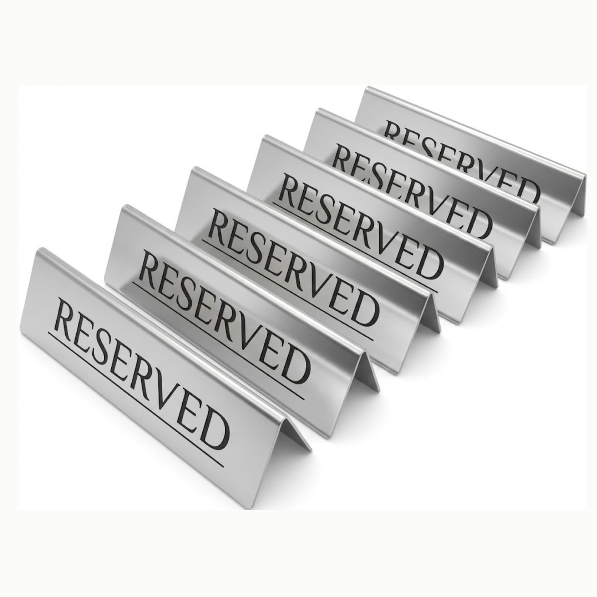 Letreros reservados de acero inoxidable para mesas, letreros de asientos reservados para restaurantes, bodas, eventos y cumpleaños, letreros reservados para boda, tienda de campaña de