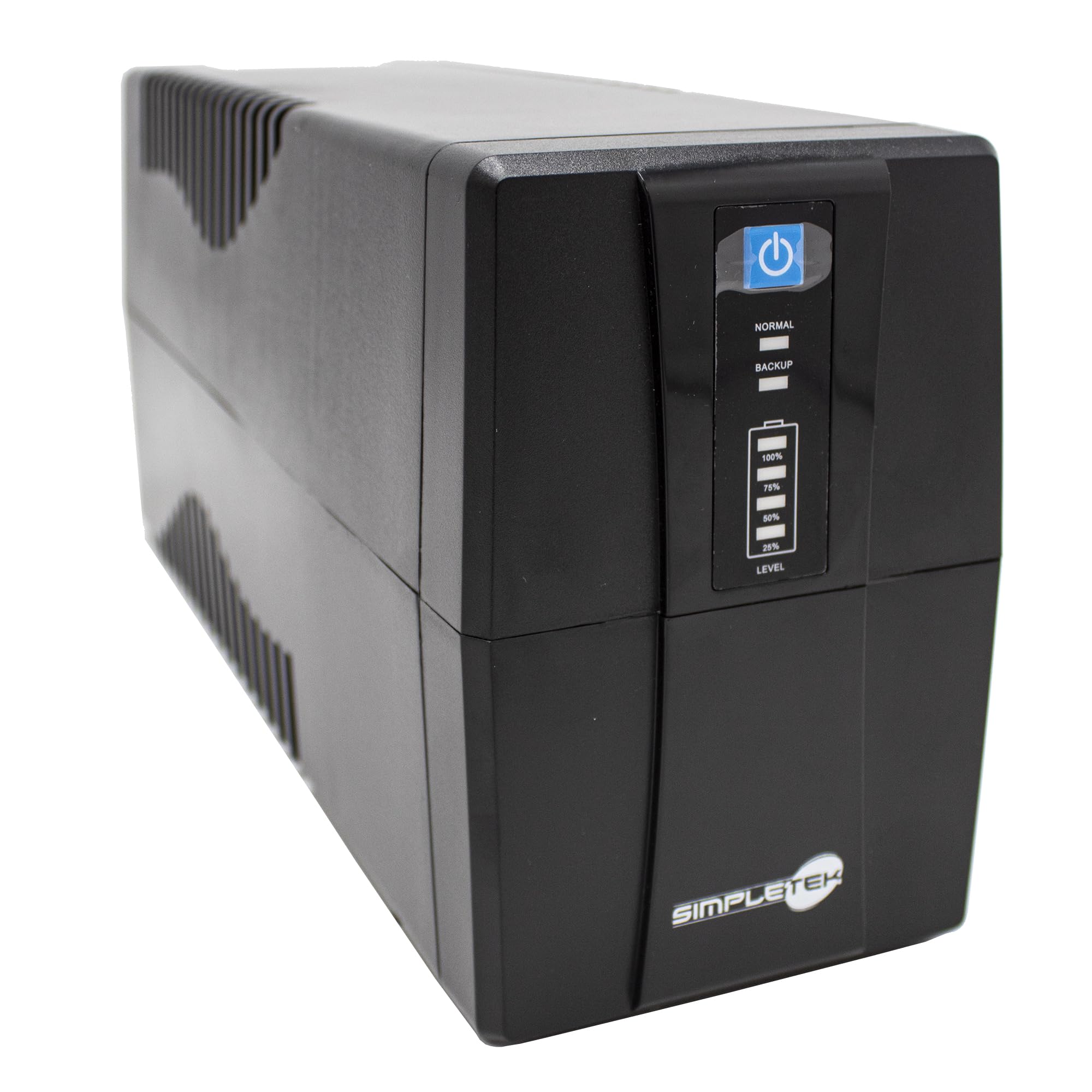 SIMPLETEK - Zasilacz awaryjny UPS 650VA 390W 2 gniazda AVR ochrona przeciwprzepięciowa do PC Modem monitora DVR | SK650VA A650VA | Zintegrowany kabel zasilający