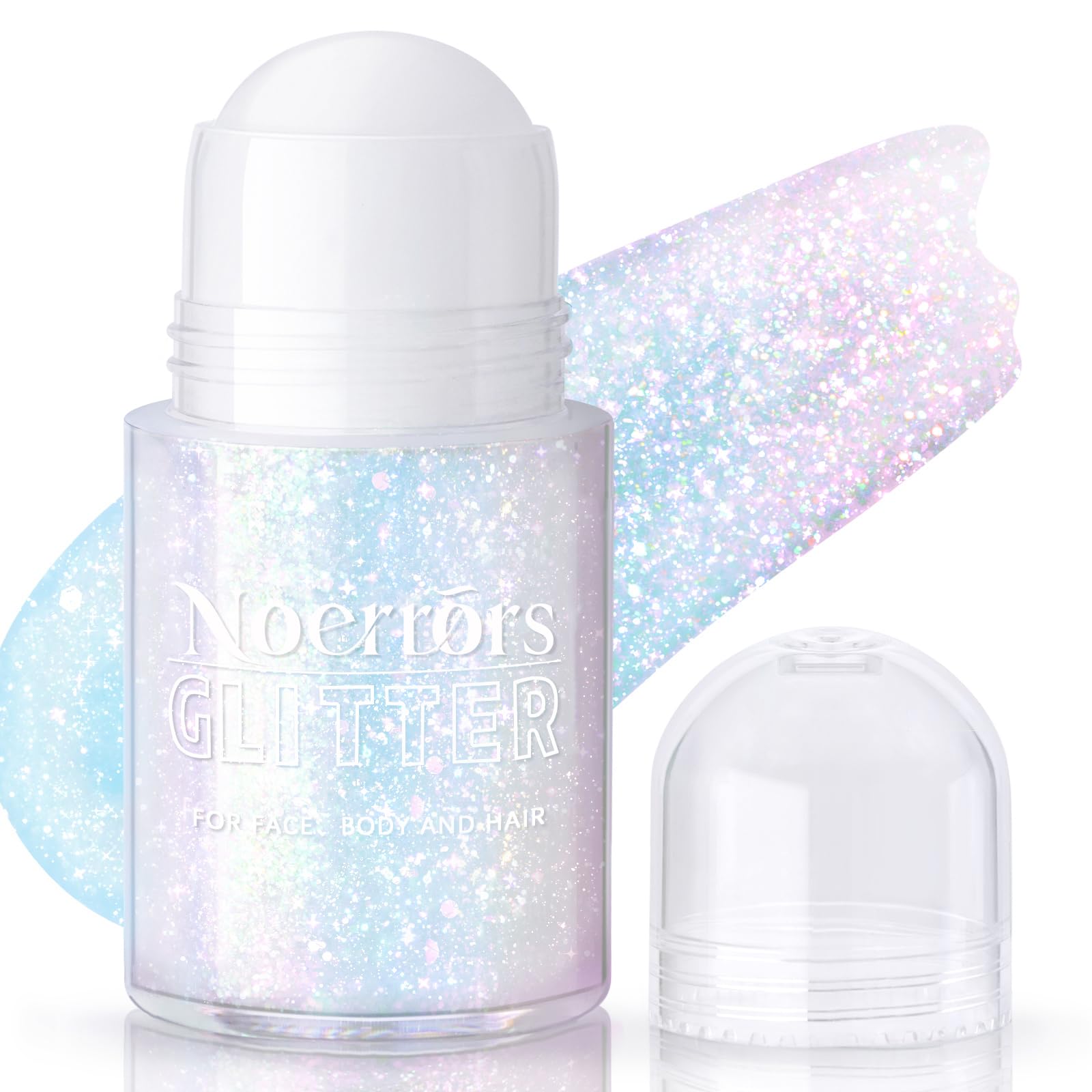 Noerrors Roll-on Holographic Body Glitter Gel for Body Face Hair Sparkle Chameleon Color Changing Chunky Mermaid Sequins Body Glitter Gel Festival Party Body Shimmer Glitter Makeup # Sparkling Pink