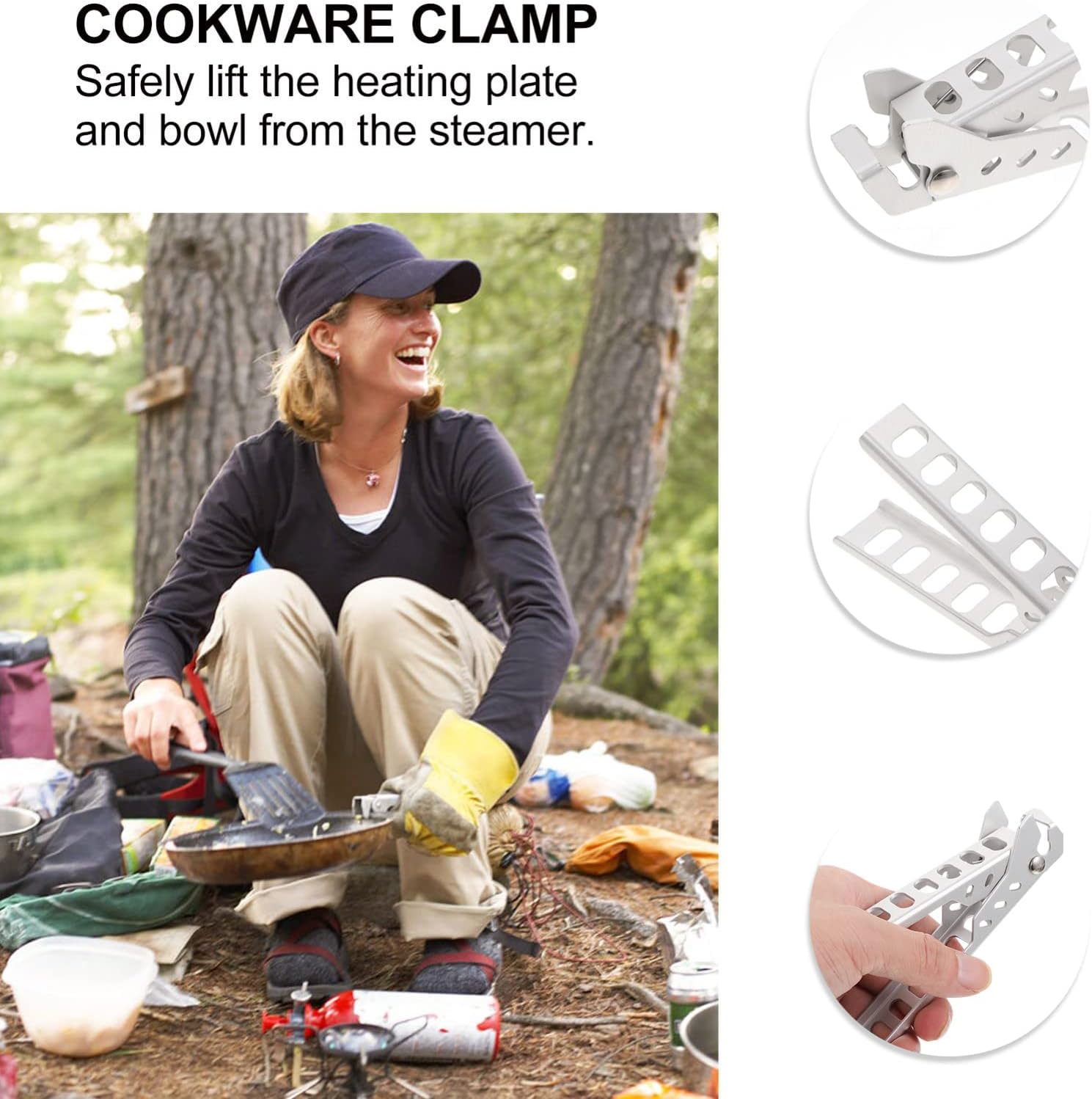 PRETYZOOM Sturdy Bbq Pot Clip Camping Cooking Utensils Clamp Pan Lid Holder Pot Lifter for Outdoor Cooking
